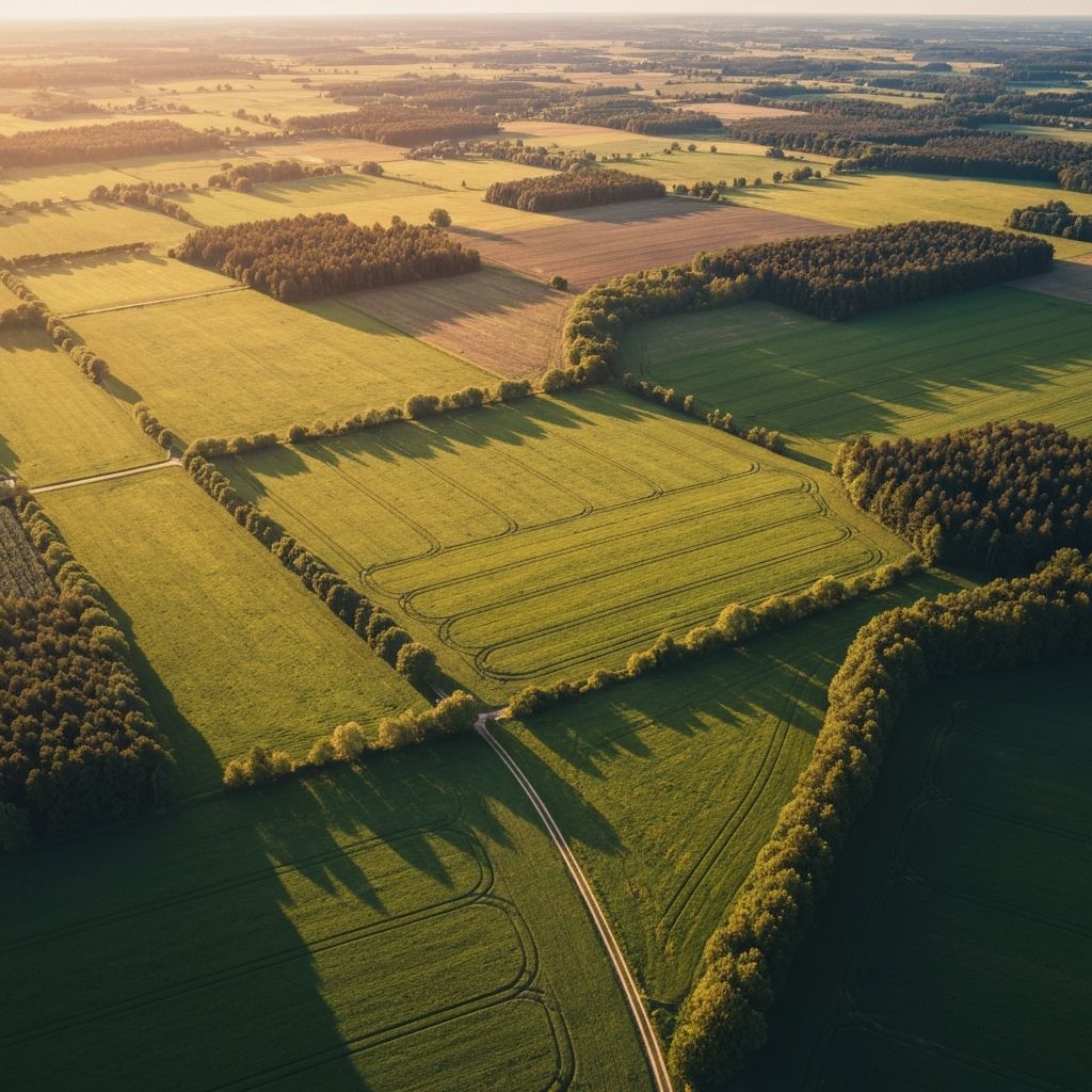 Letecký pohled na pozemky a krajinu